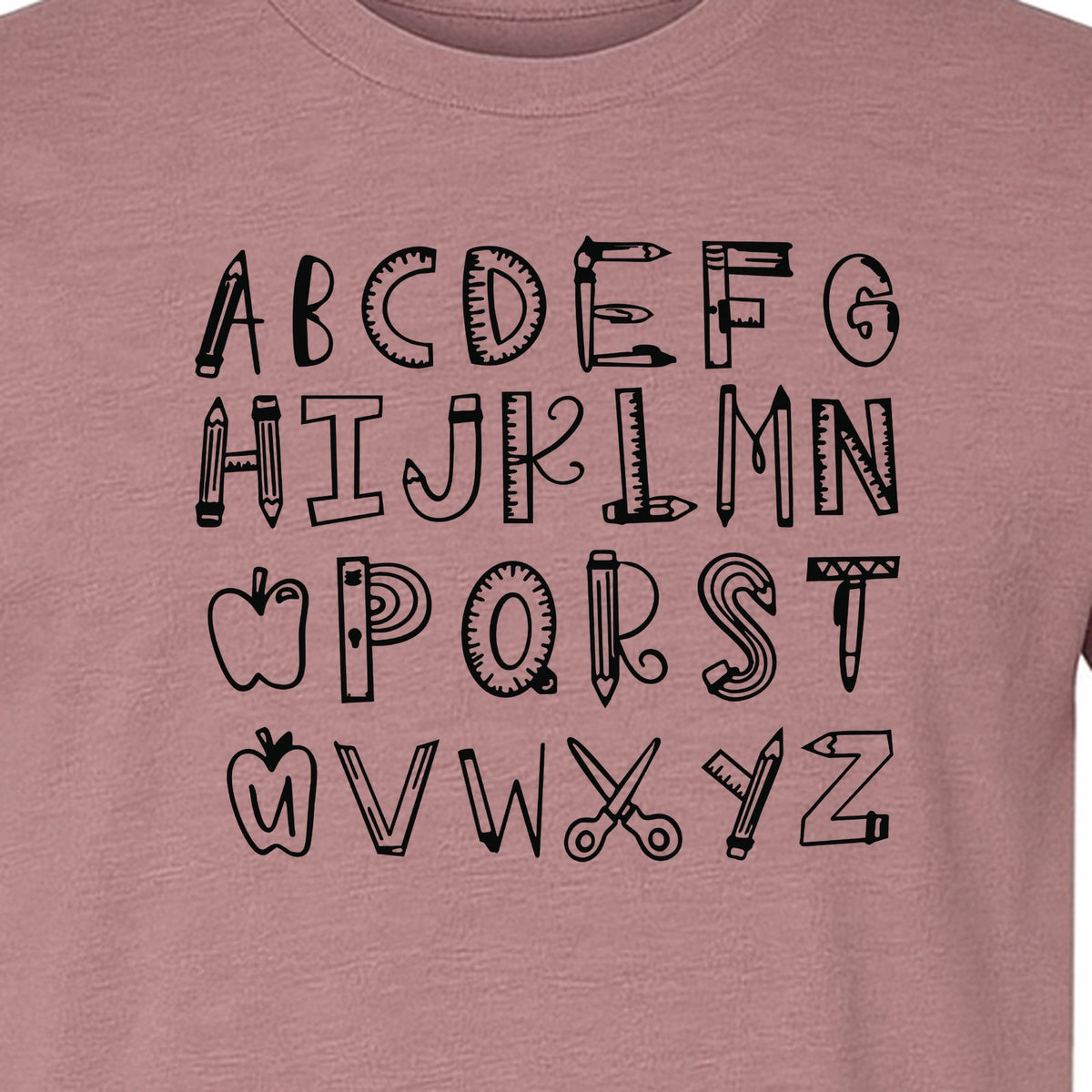 Teacher T-Shirt, Hand-Drawn A-Z Letter Design for Elementary Educators and Back to School
