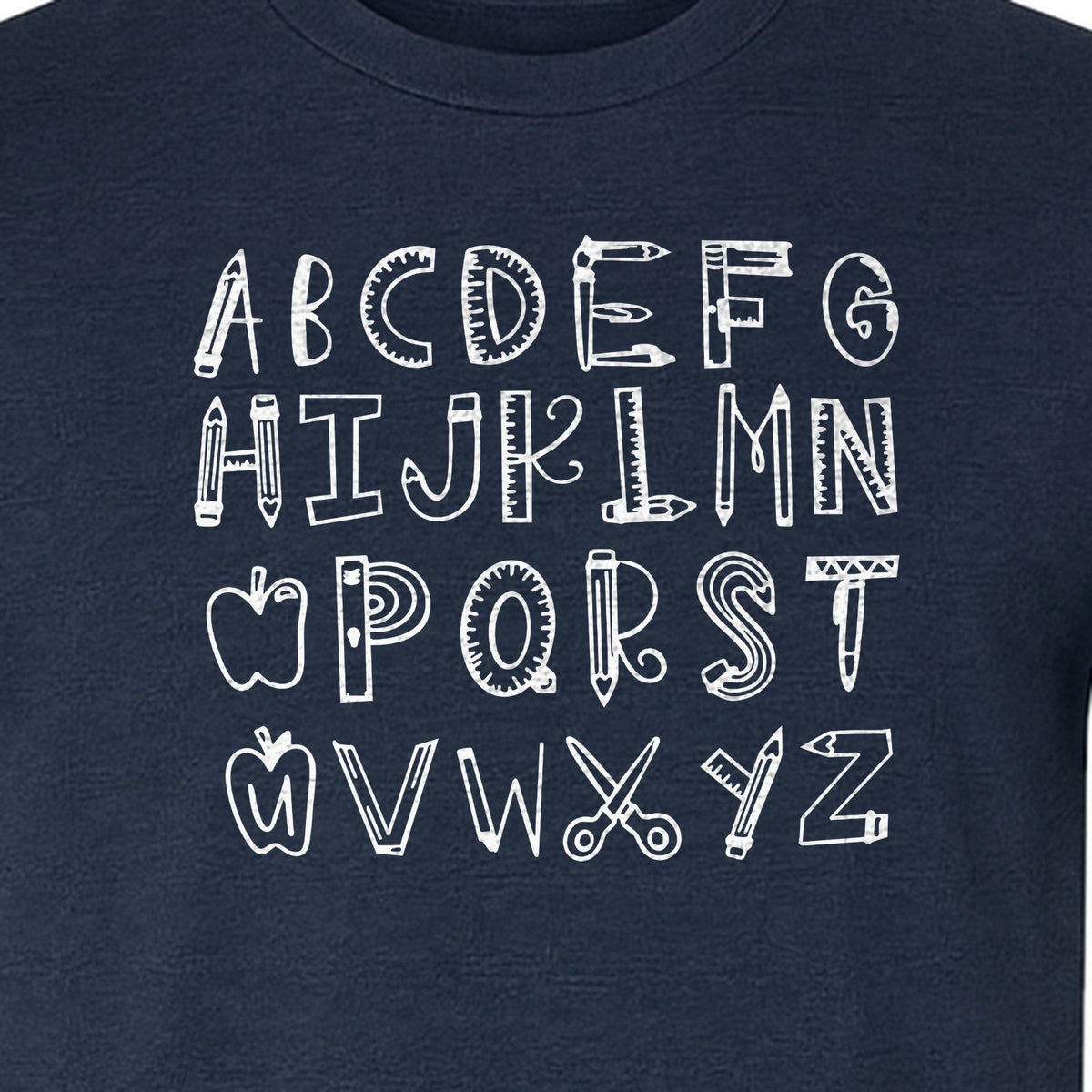Teacher T-Shirt, Hand-Drawn A-Z Letter Design for Elementary Educators and Back to School