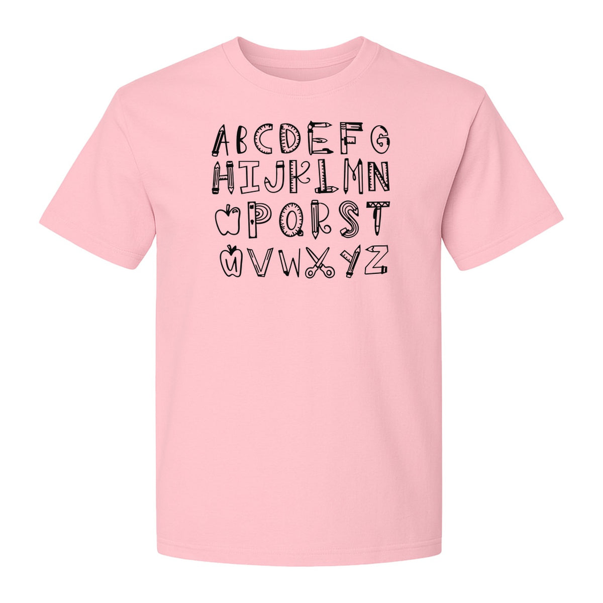 Teacher T-Shirt, Hand-Drawn A-Z Letter Design for Elementary Educators and Back to School