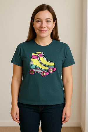 Roller Skate T-Shirt, Retro Quad Design for Derby Fans, Skating Rink Birthdays and Bachelorettes