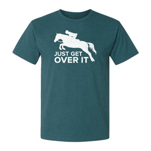 Horse Jumping T-Shirt, Just Get Over It Equestrian Design for Show Riders and Stable Life