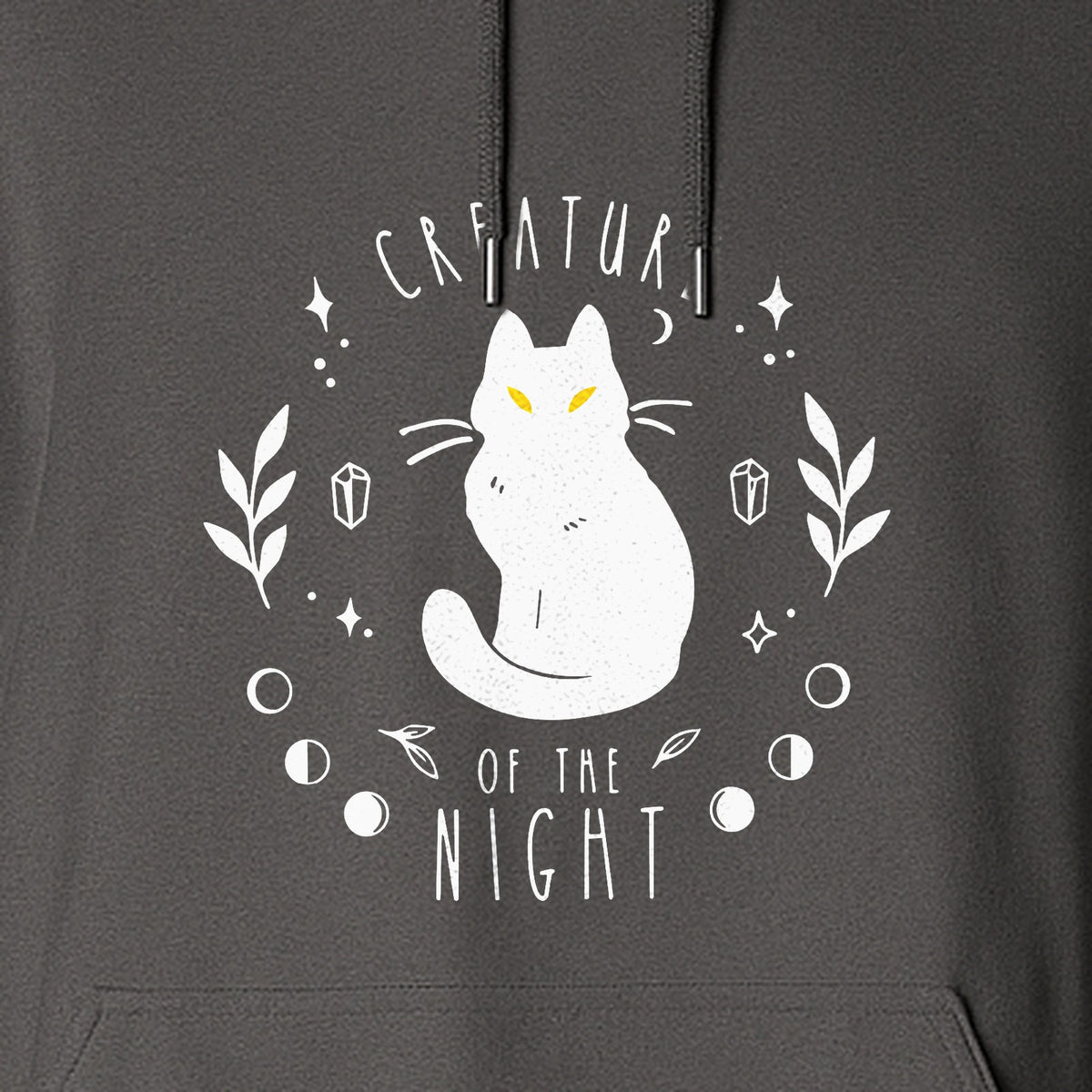 Cat Hoodie, Creature of the Night Graphic with Yellow Eyes for Spooky Season and Animal Lovers