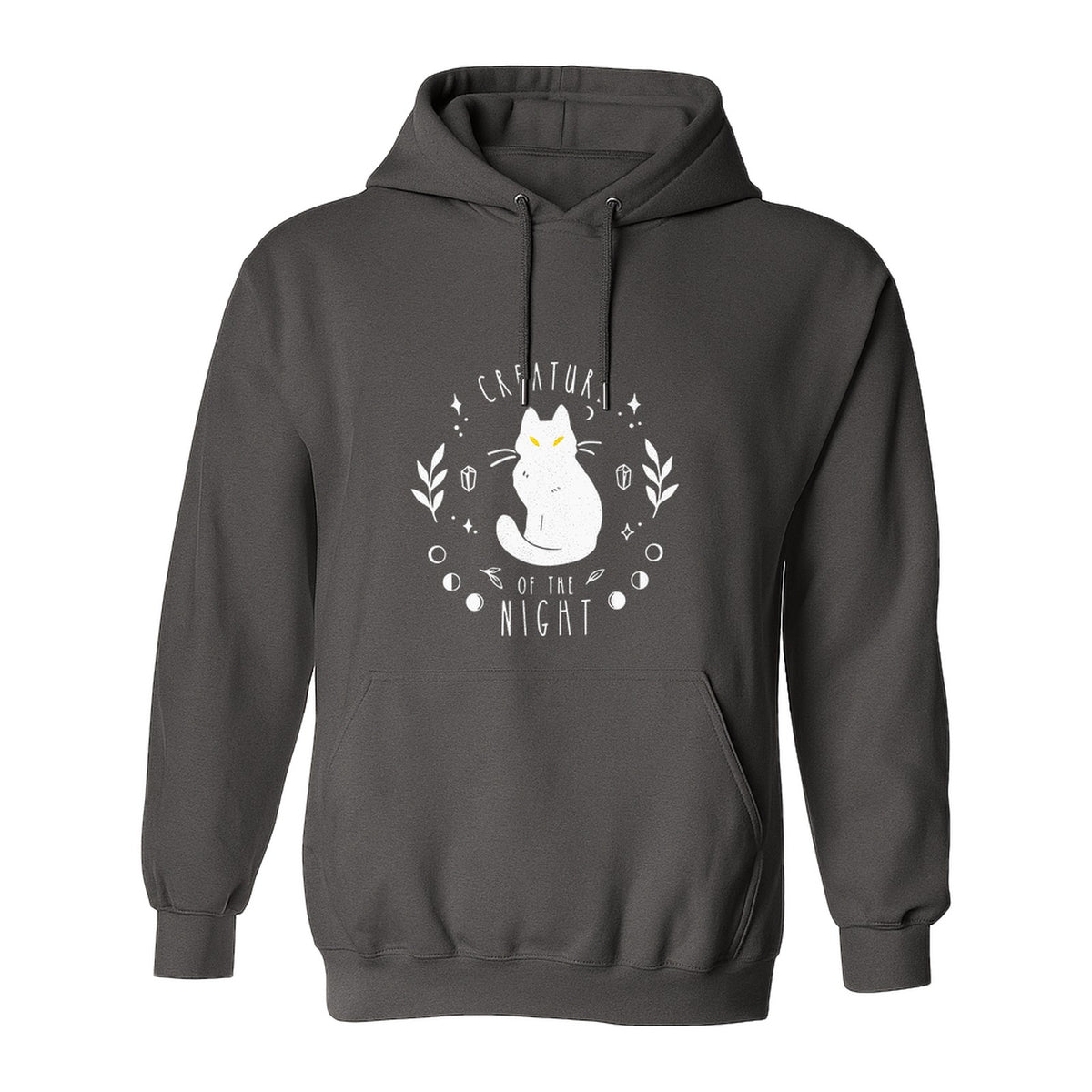 Cat Hoodie, Creature of the Night Graphic with Yellow Eyes for Spooky Season and Animal Lovers