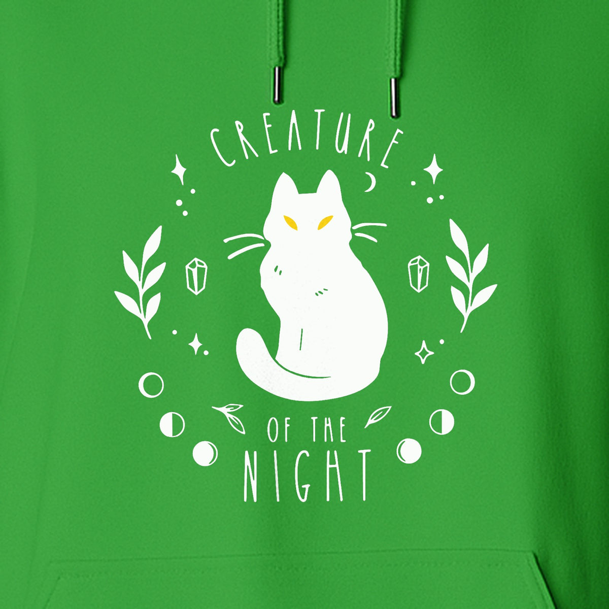 Cat Hoodie, Creature of the Night Graphic with Yellow Eyes for Spooky Season and Animal Lovers