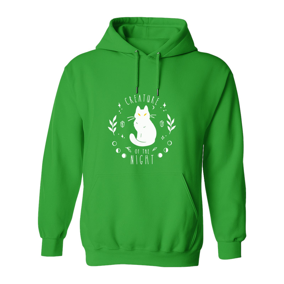 Cat Hoodie, Creature of the Night Graphic with Yellow Eyes for Spooky Season and Animal Lovers