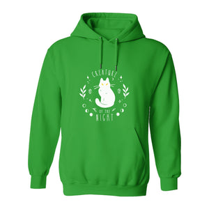 Cat Hoodie, Creature of the Night Graphic with Yellow Eyes for Spooky Season and Animal Lovers