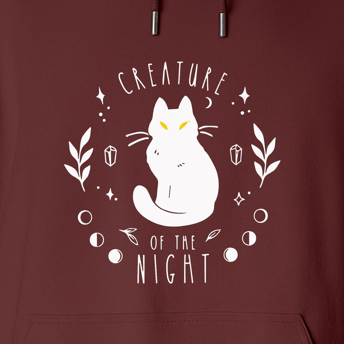 Cat Hoodie, Creature of the Night Graphic with Yellow Eyes for Spooky Season and Animal Lovers