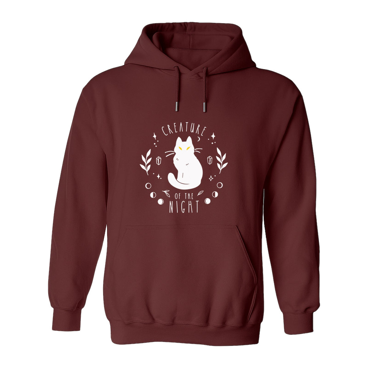 Cat Hoodie, Creature of the Night Graphic with Yellow Eyes for Spooky Season and Animal Lovers