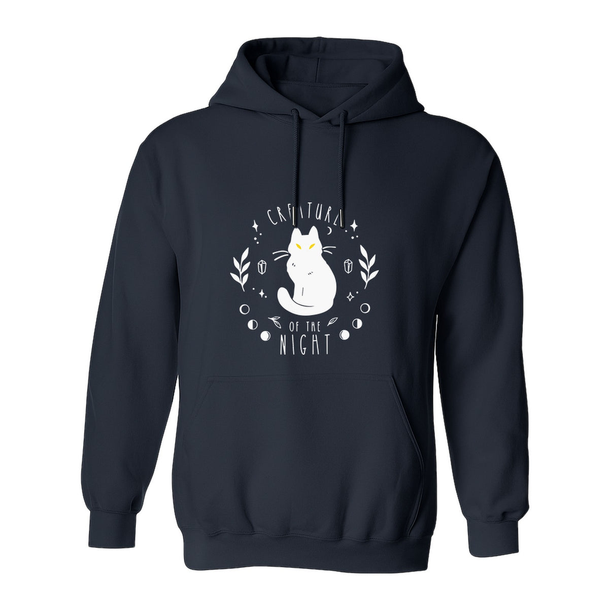 Cat Hoodie, Creature of the Night Graphic with Yellow Eyes for Spooky Season and Animal Lovers