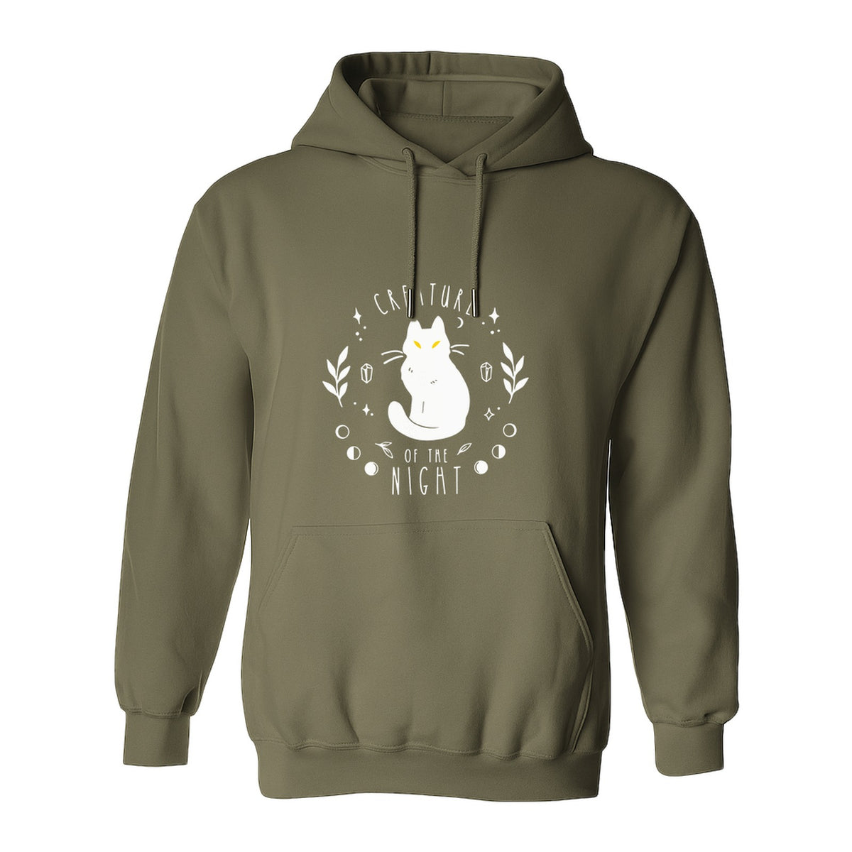 Cat Hoodie, Creature of the Night Graphic with Yellow Eyes for Spooky Season and Animal Lovers
