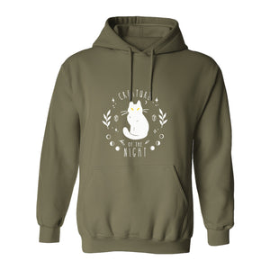 Cat Hoodie, Creature of the Night Graphic with Yellow Eyes for Spooky Season and Animal Lovers