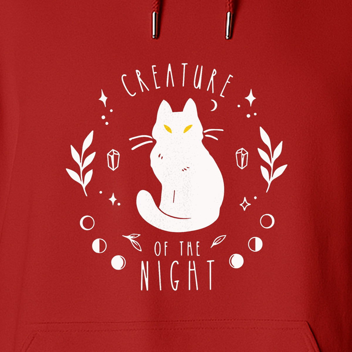 Cat Hoodie, Creature of the Night Graphic with Yellow Eyes for Spooky Season and Animal Lovers