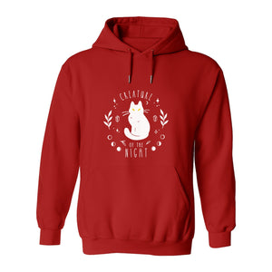 Cat Hoodie, Creature of the Night Graphic with Yellow Eyes for Spooky Season and Animal Lovers