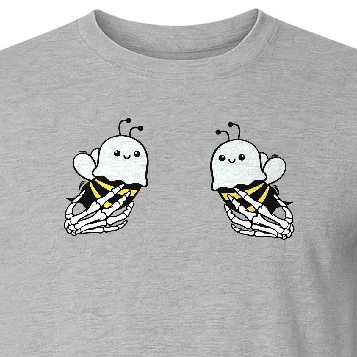 Halloween T-Shirt, Ghost Bee and Skeleton Hands Design for Spooky Season Costume Parties