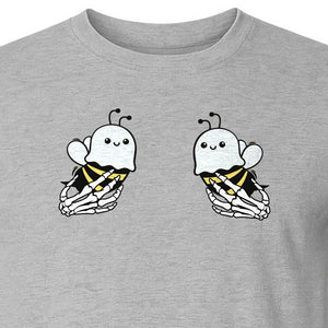 Halloween T-Shirt, Ghost Bee and Skeleton Hands Design for Spooky Season Costume Parties