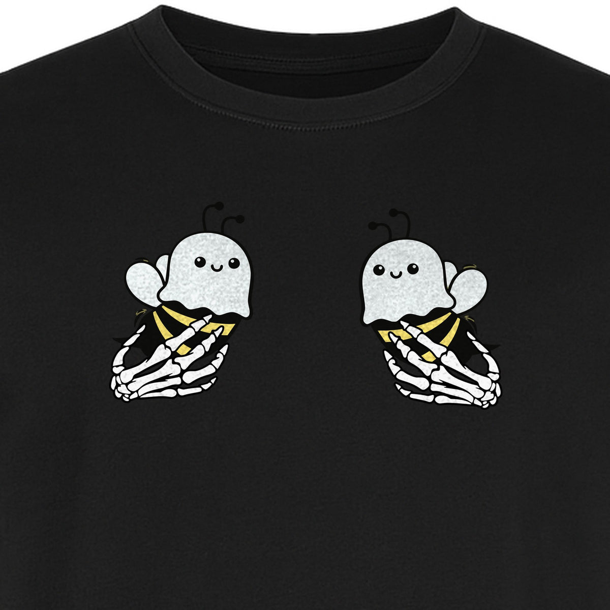 Halloween T-Shirt, Ghost Bee and Skeleton Hands Design for Spooky Season Costume Parties