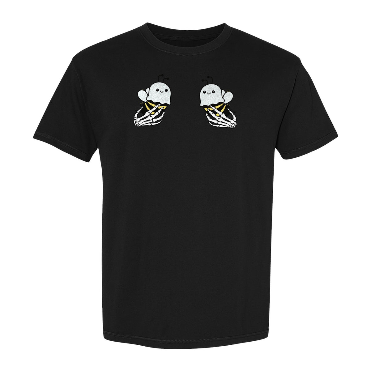 Halloween T-Shirt, Ghost Bee and Skeleton Hands Design for Spooky Season Costume Parties