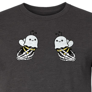 Halloween T-Shirt, Ghost Bee and Skeleton Hands Design for Spooky Season Costume Parties