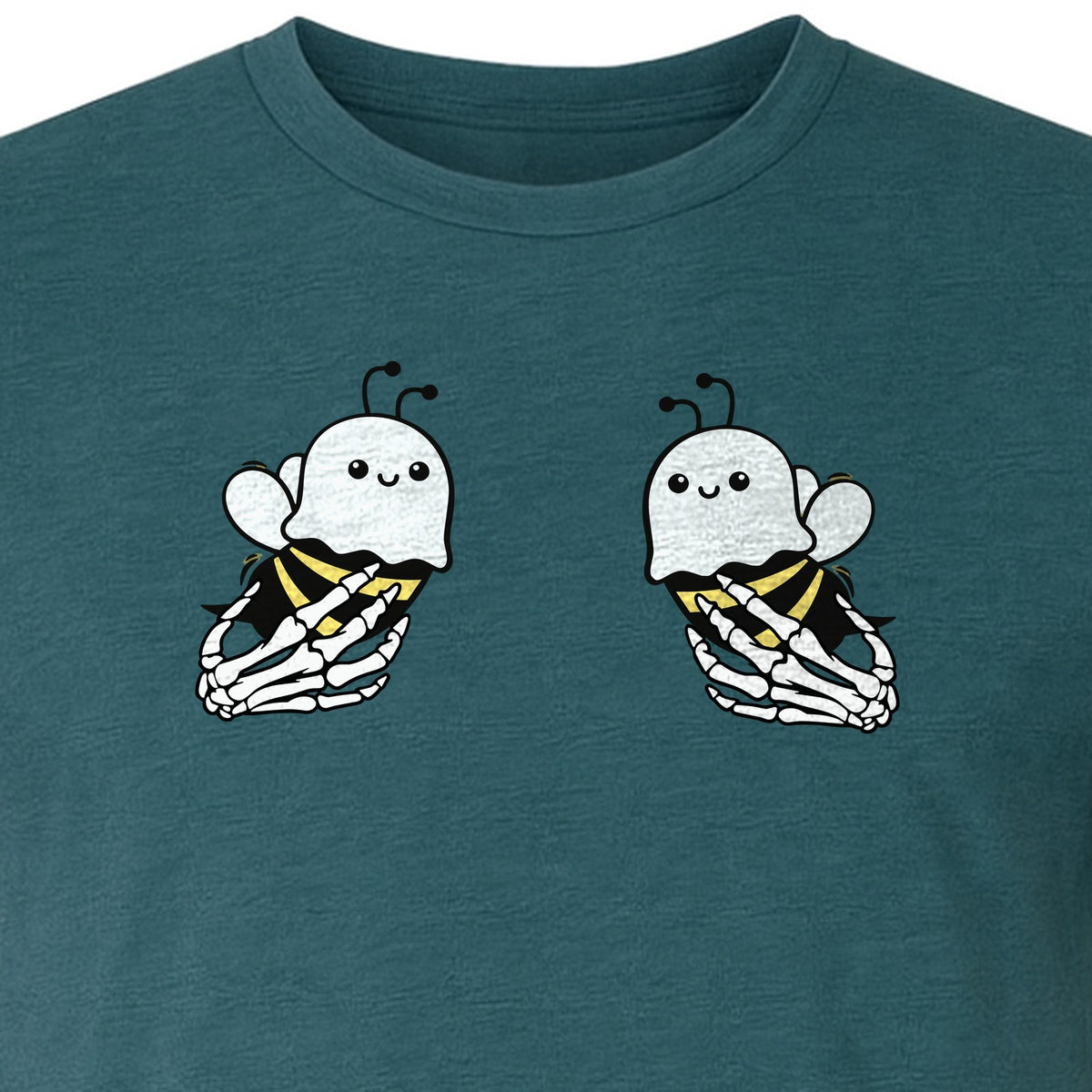 Halloween T-Shirt, Ghost Bee and Skeleton Hands Design for Spooky Season Costume Parties