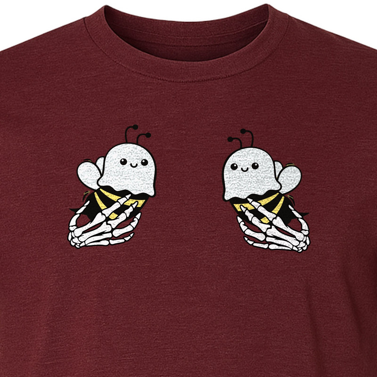 Halloween T-Shirt, Ghost Bee and Skeleton Hands Design for Spooky Season Costume Parties