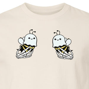 Halloween T-Shirt, Ghost Bee and Skeleton Hands Design for Spooky Season Costume Parties