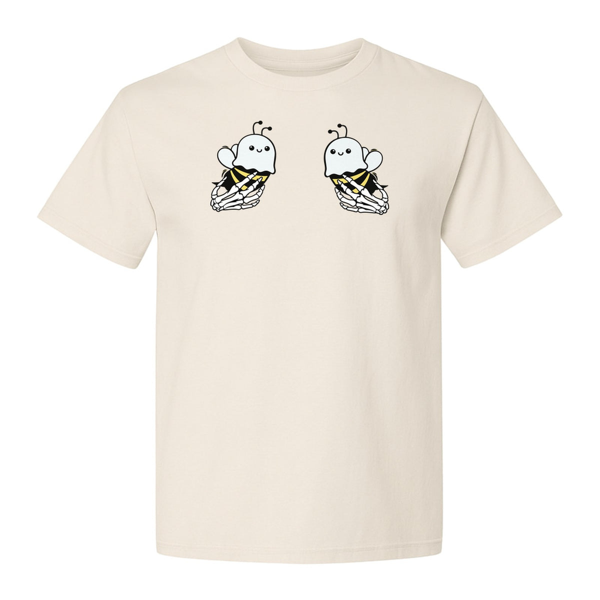 Halloween T-Shirt, Ghost Bee and Skeleton Hands Design for Spooky Season Costume Parties