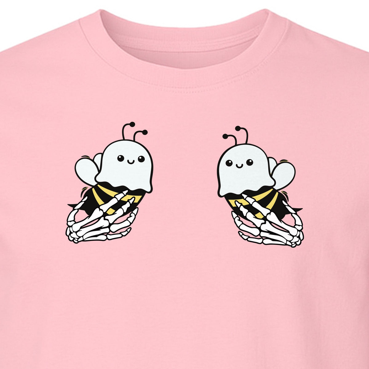 Halloween T-Shirt, Ghost Bee and Skeleton Hands Design for Spooky Season Costume Parties