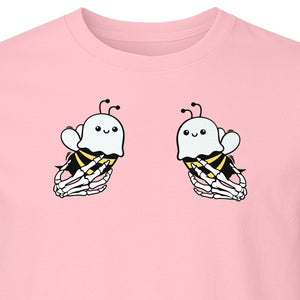 Halloween T-Shirt, Ghost Bee and Skeleton Hands Design for Spooky Season Costume Parties