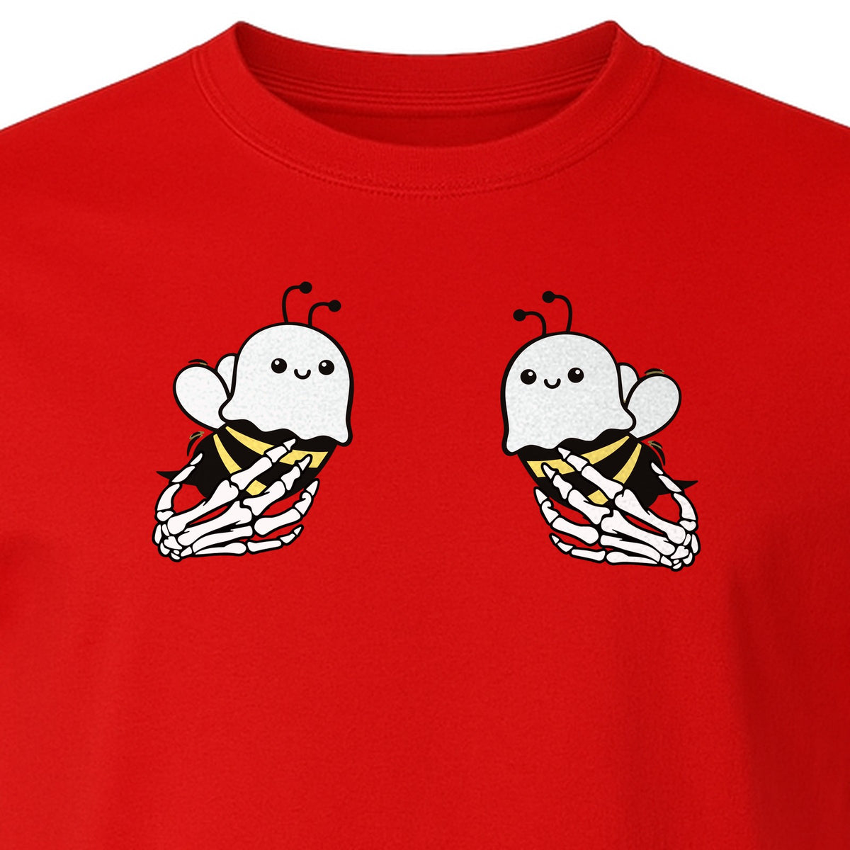 Halloween T-Shirt, Ghost Bee and Skeleton Hands Design for Spooky Season Costume Parties
