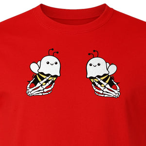 Halloween T-Shirt, Ghost Bee and Skeleton Hands Design for Spooky Season Costume Parties
