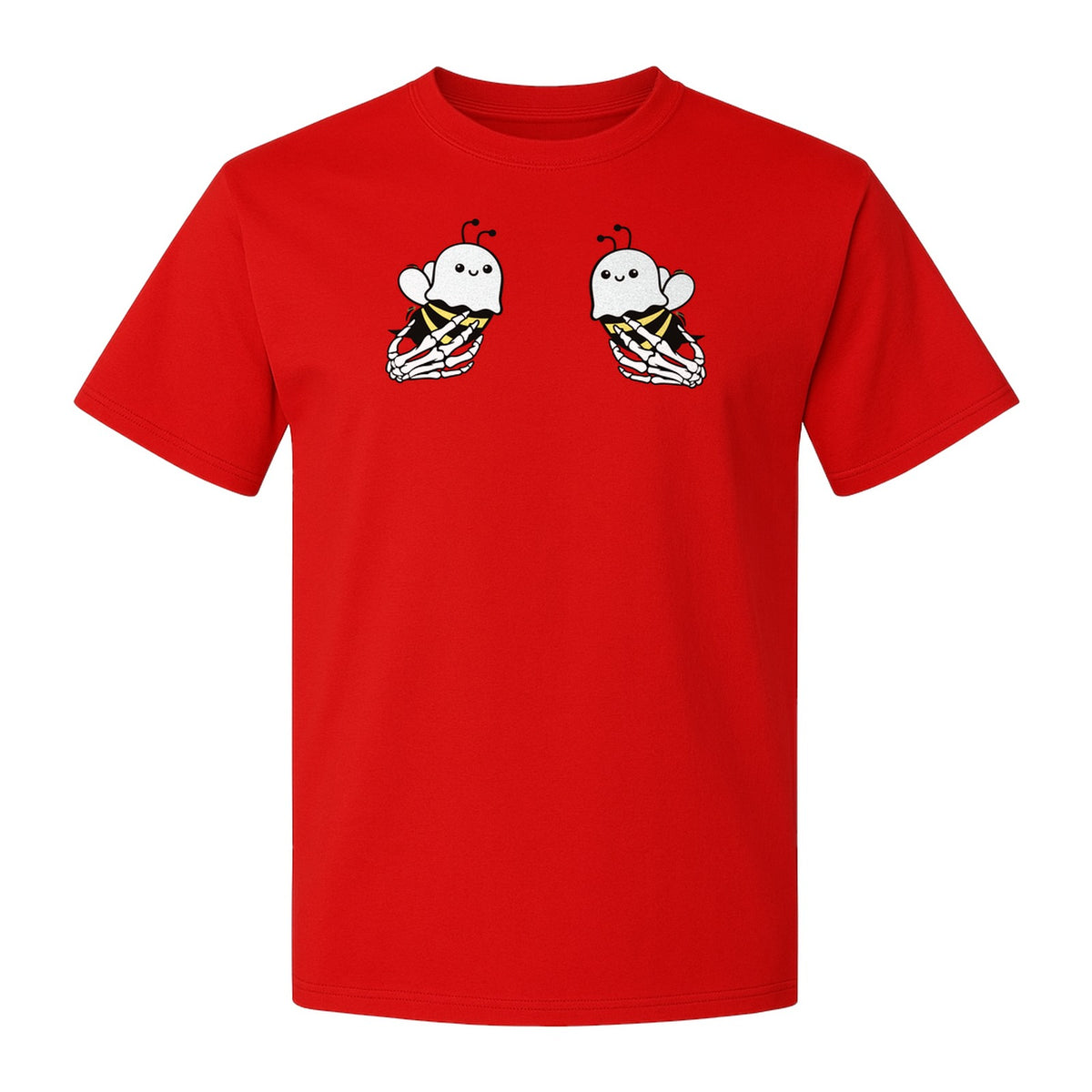 Halloween T-Shirt, Ghost Bee and Skeleton Hands Design for Spooky Season Costume Parties