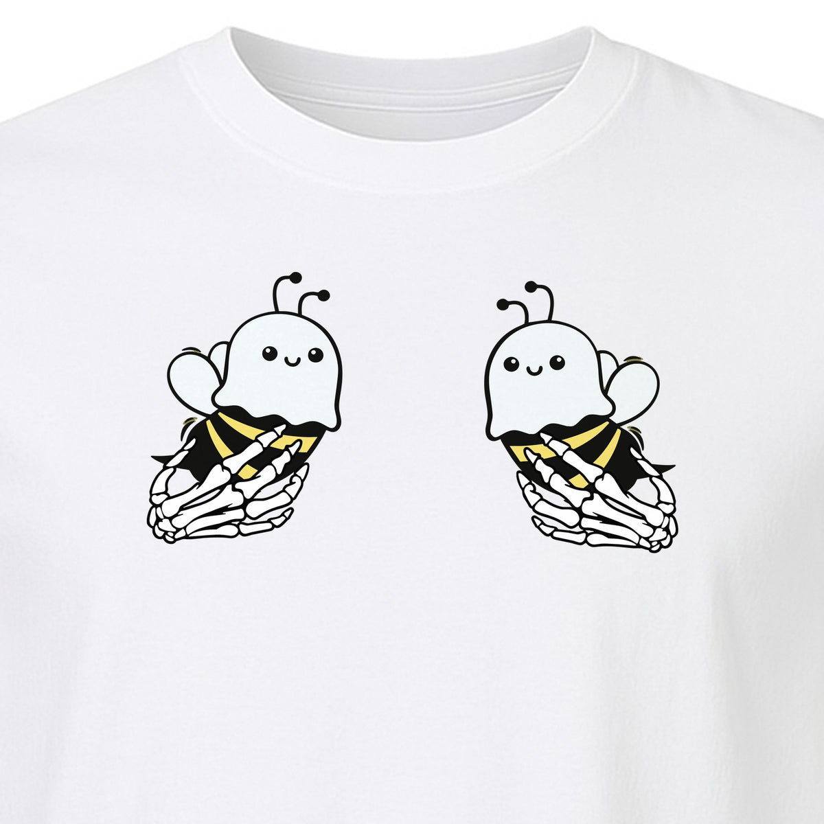 Halloween T-Shirt, Ghost Bee and Skeleton Hands Design for Spooky Season Costume Parties