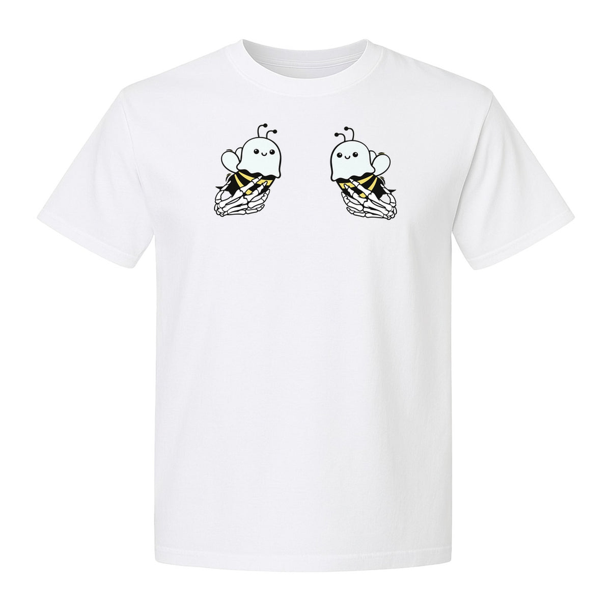 Halloween T-Shirt, Ghost Bee and Skeleton Hands Design for Spooky Season Costume Parties