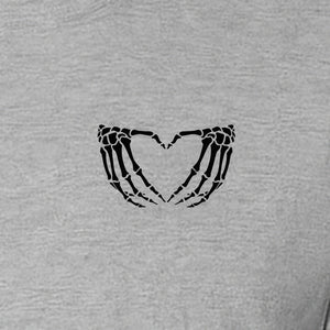 Skeleton Hands Heart T-Shirt, Small Left Chest Spooky Season Graphic for Halloween Gifts