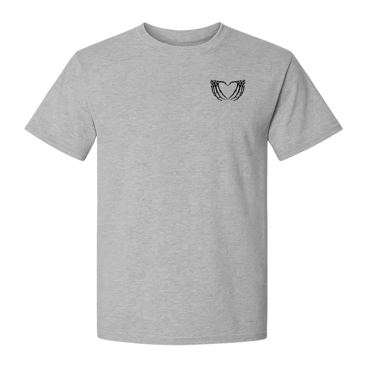 Skeleton Hands Heart T-Shirt, Small Left Chest Spooky Season Graphic for Halloween Gifts