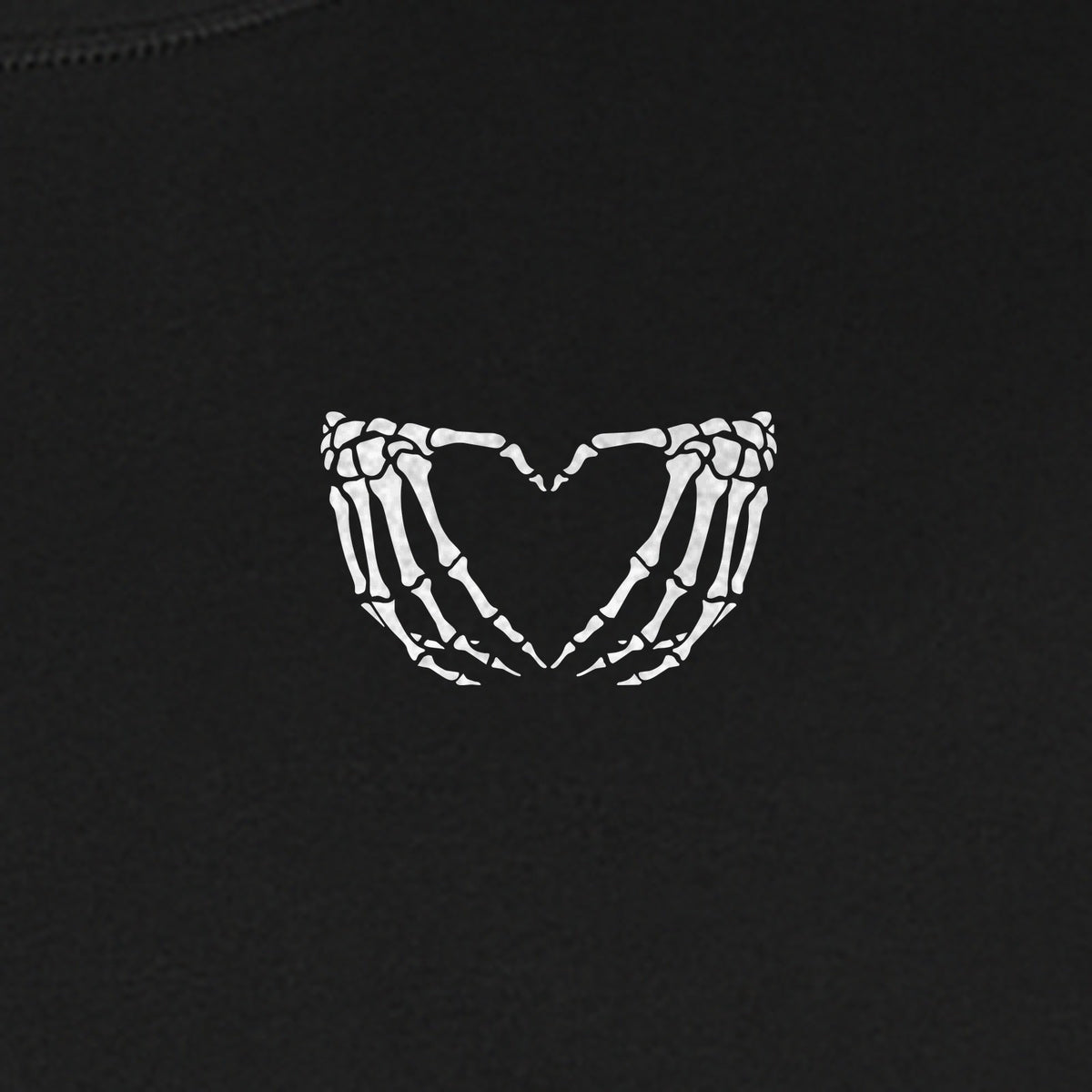Skeleton Hands Heart T-Shirt, Small Left Chest Spooky Season Graphic for Halloween Gifts