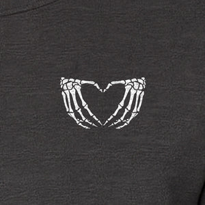 Skeleton Hands Heart T-Shirt, Small Left Chest Spooky Season Graphic for Halloween Gifts