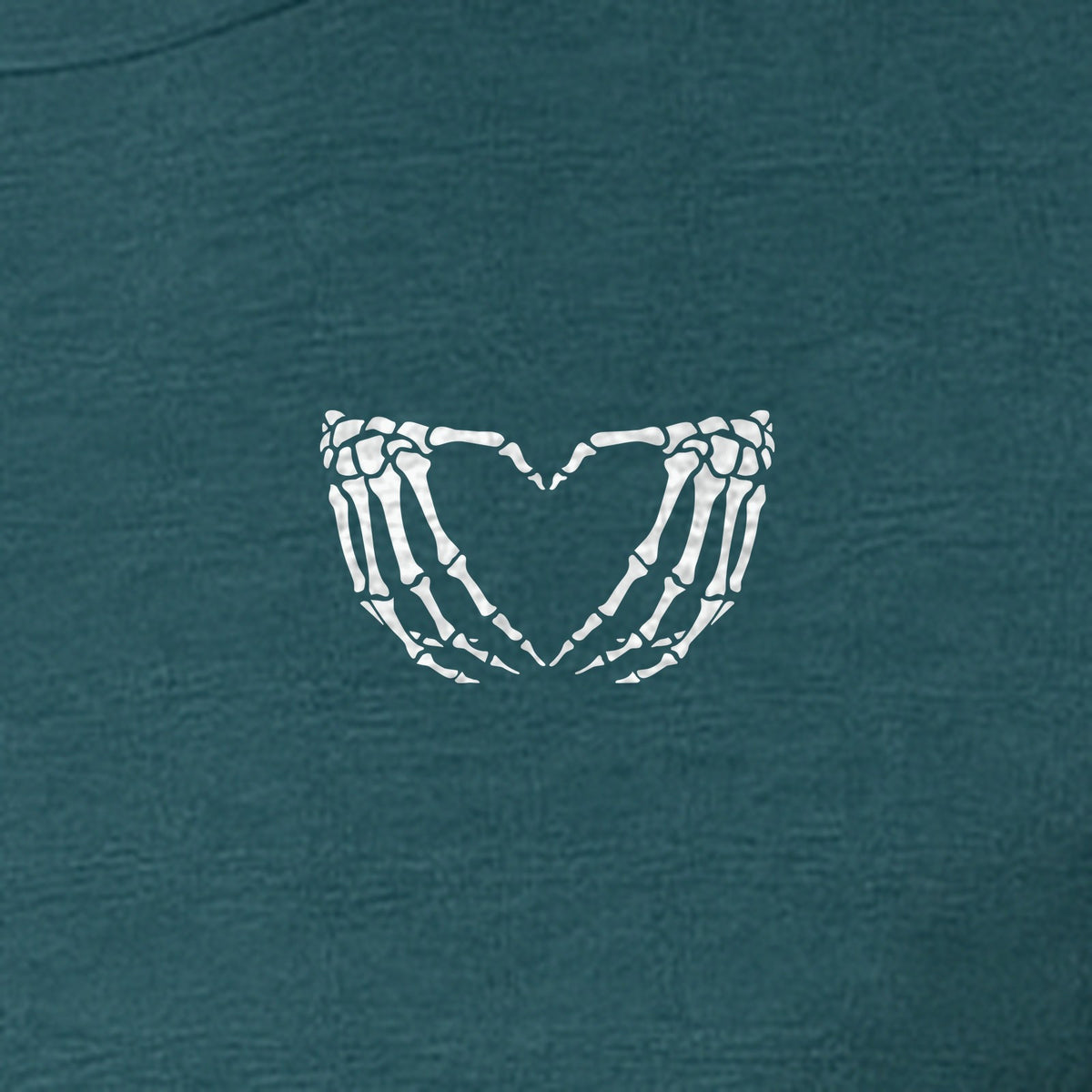 Skeleton Hands Heart T-Shirt, Small Left Chest Spooky Season Graphic for Halloween Gifts