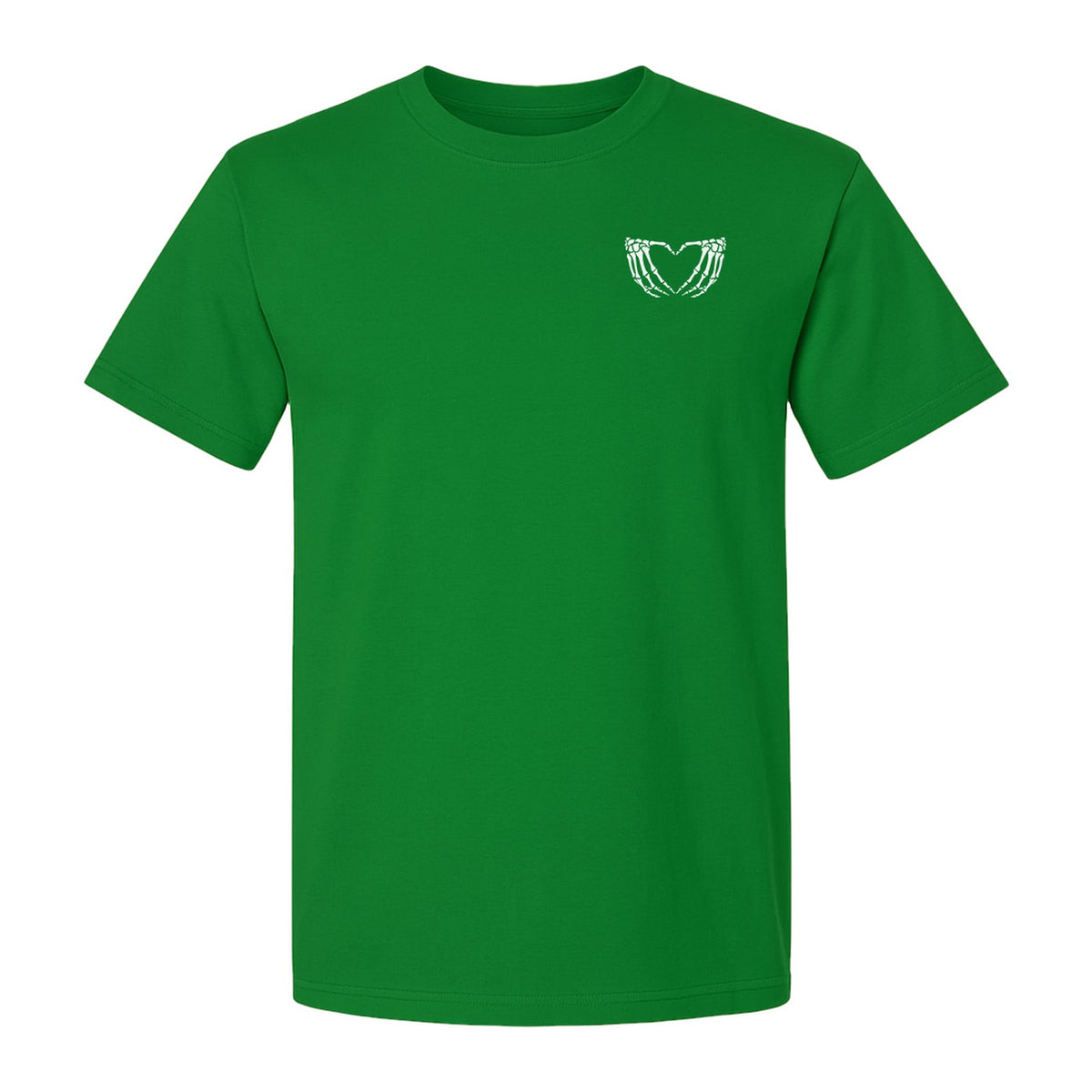 Skeleton Hands Heart T-Shirt, Small Left Chest Spooky Season Graphic for Halloween Gifts