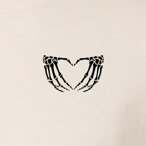 Skeleton Hands Heart T-Shirt, Small Left Chest Spooky Season Graphic for Halloween Gifts