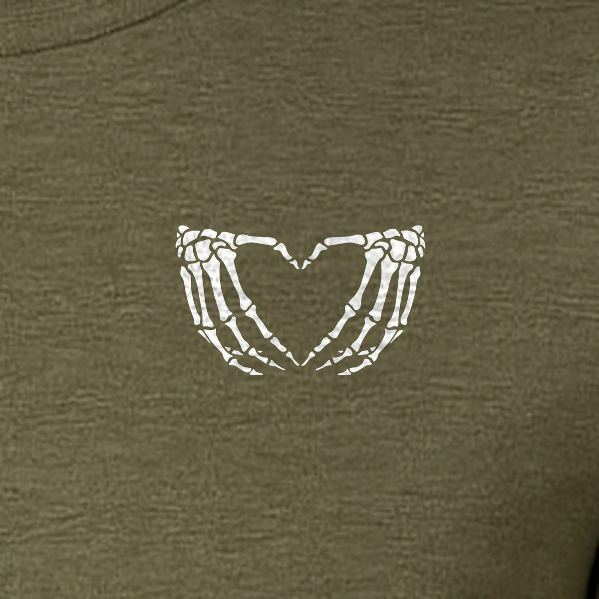 Skeleton Hands Heart T-Shirt, Small Left Chest Spooky Season Graphic for Halloween Gifts