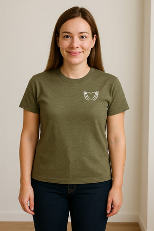 Skeleton Hands Heart T-Shirt, Small Left Chest Spooky Season Graphic for Halloween Gifts