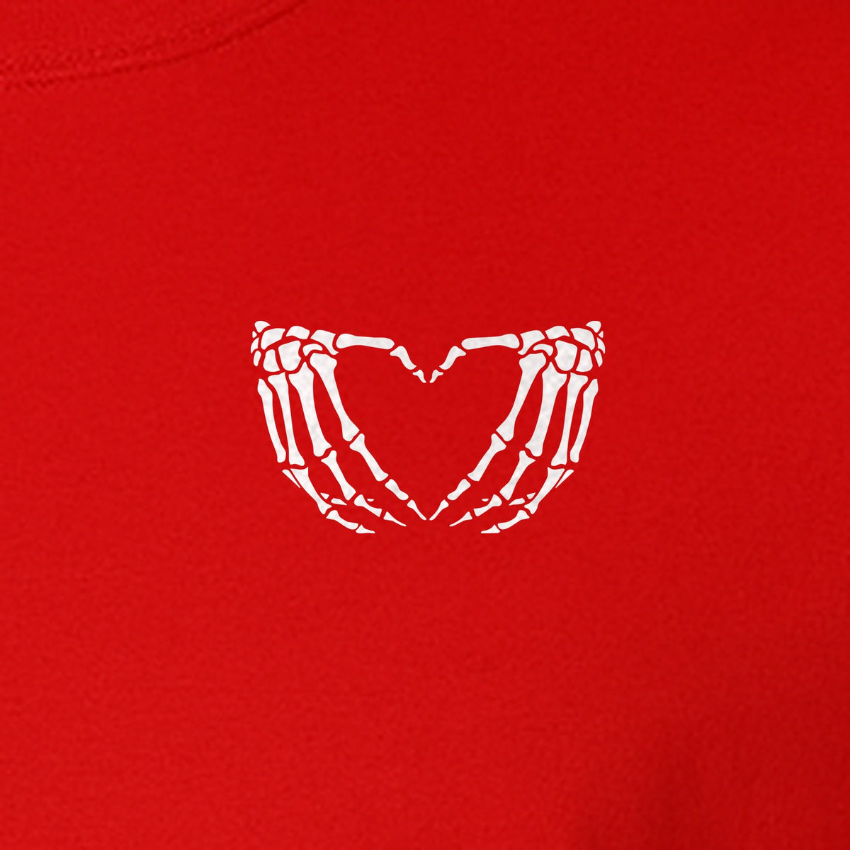 Skeleton Hands Heart T-Shirt, Small Left Chest Spooky Season Graphic for Halloween Gifts