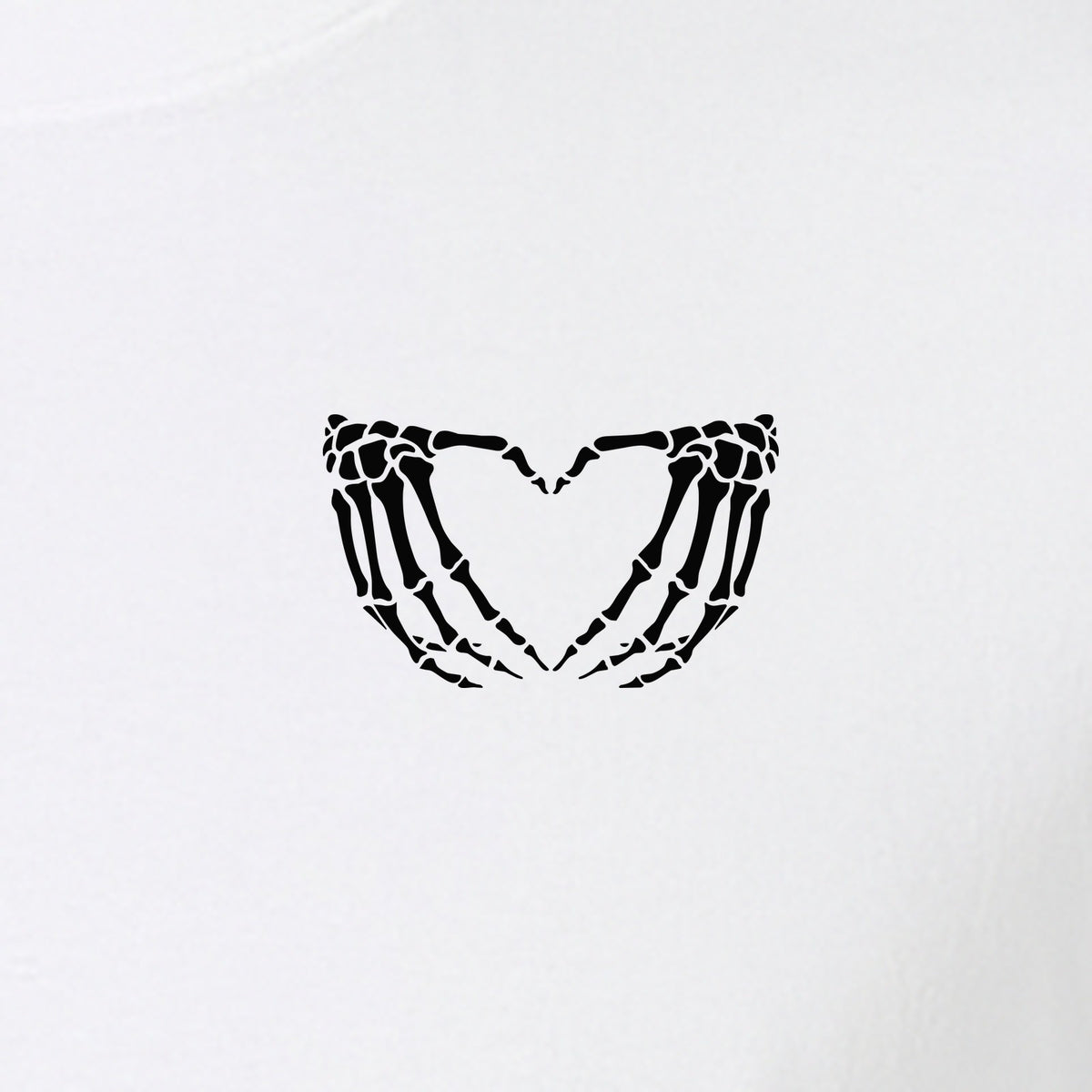 Skeleton Hands Heart T-Shirt, Small Left Chest Spooky Season Graphic for Halloween Gifts