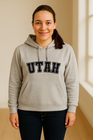 Utah Hoodie, Collegiate Block Letter State Pride Pullover for Locals and Travelers