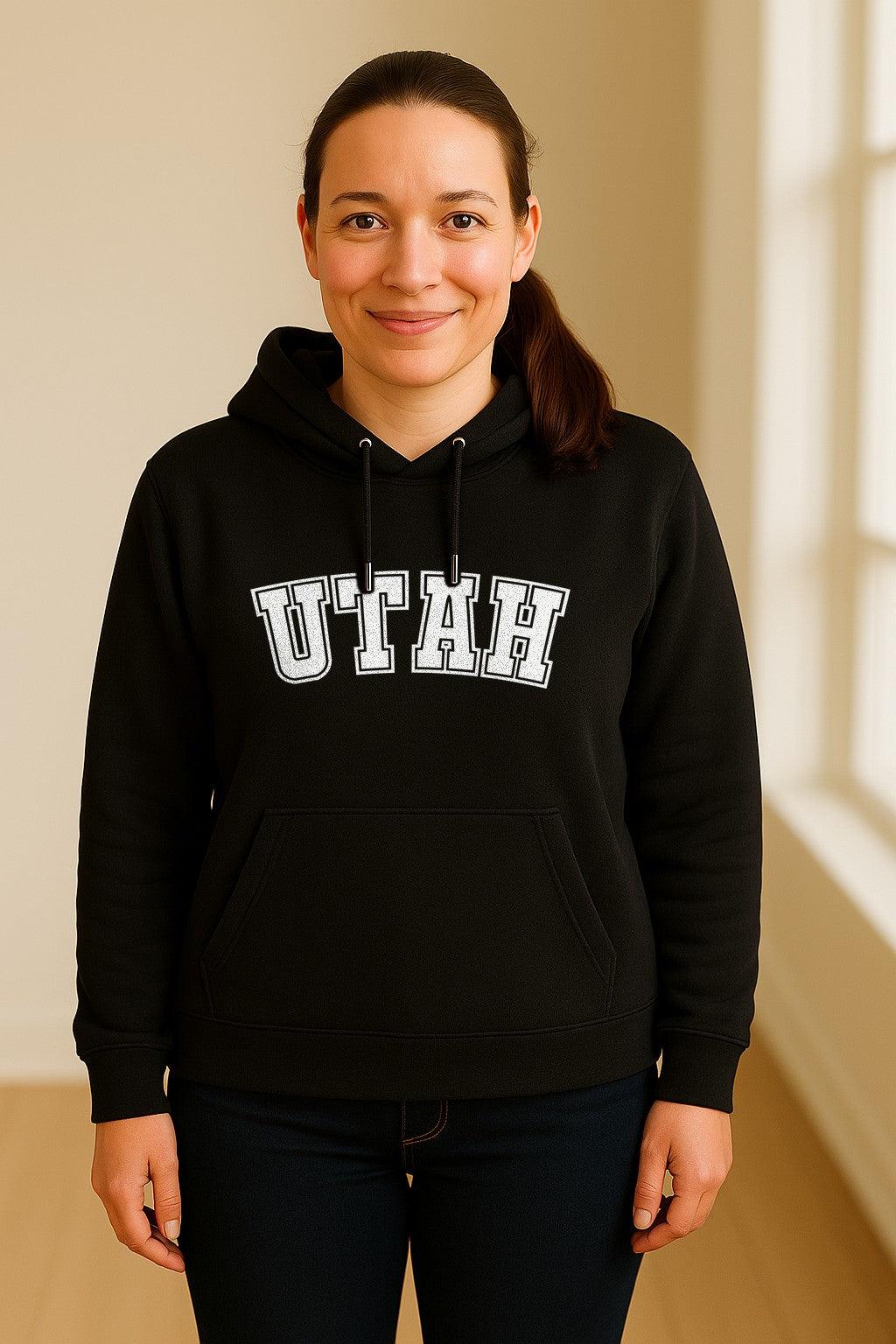 Utah Hoodie, Collegiate Block Letter State Pride Pullover for Locals and Travelers