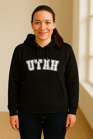 Utah Hoodie, Collegiate Block Letter State Pride Pullover for Locals and Travelers