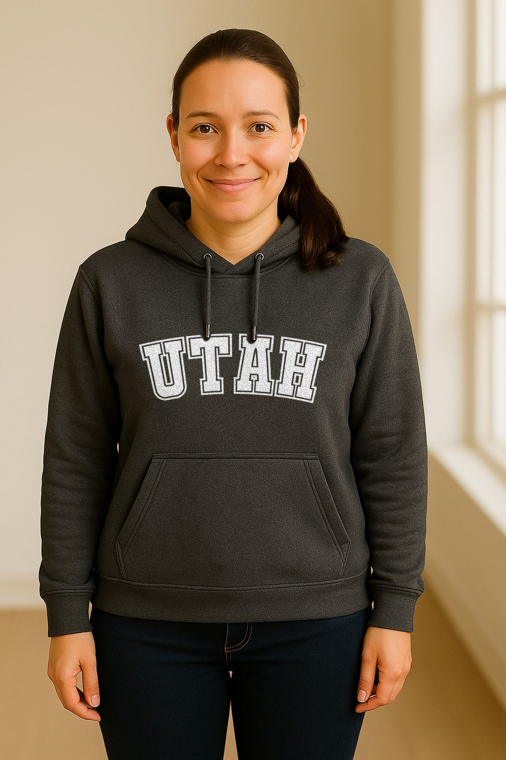 Utah Hoodie, Collegiate Block Letter State Pride Pullover for Locals and Travelers