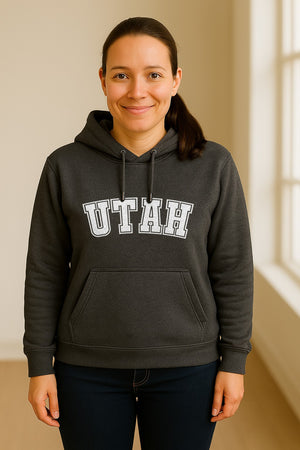 Utah Hoodie, Collegiate Block Letter State Pride Pullover for Locals and Travelers