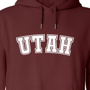 Utah Hoodie, Collegiate Block Letter State Pride Pullover for Locals and Travelers